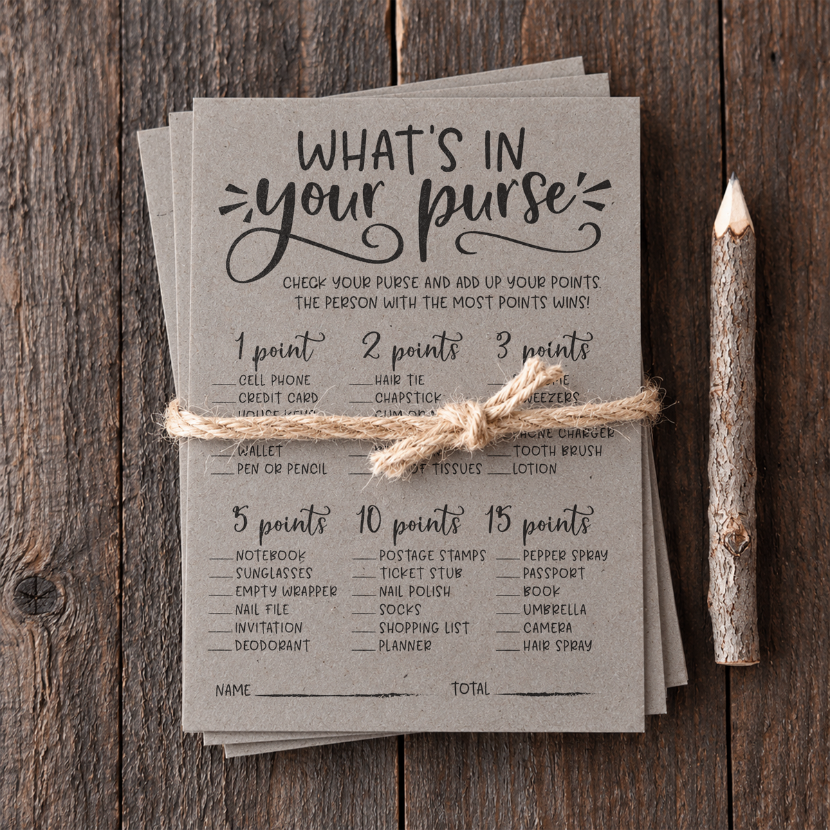 What's In Your Purse Bridal Shower Game