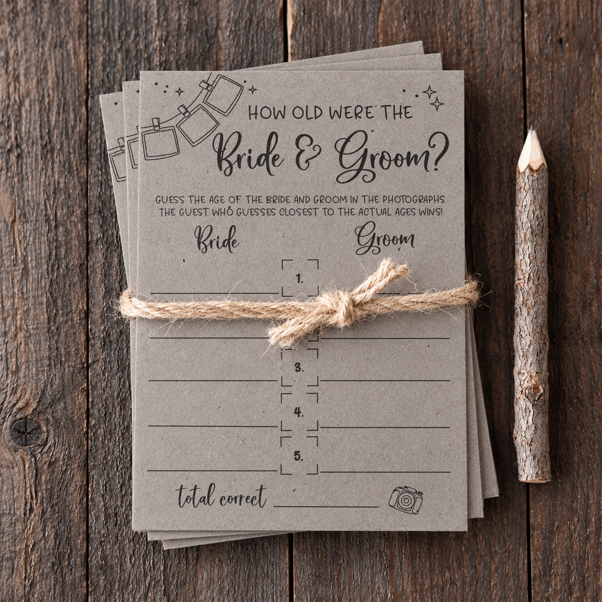 How Old Were The Bride And Groom Bridal Shower Game