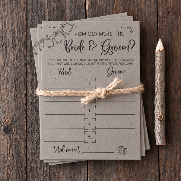How Old Were The Bride And Groom Bridal Shower Game