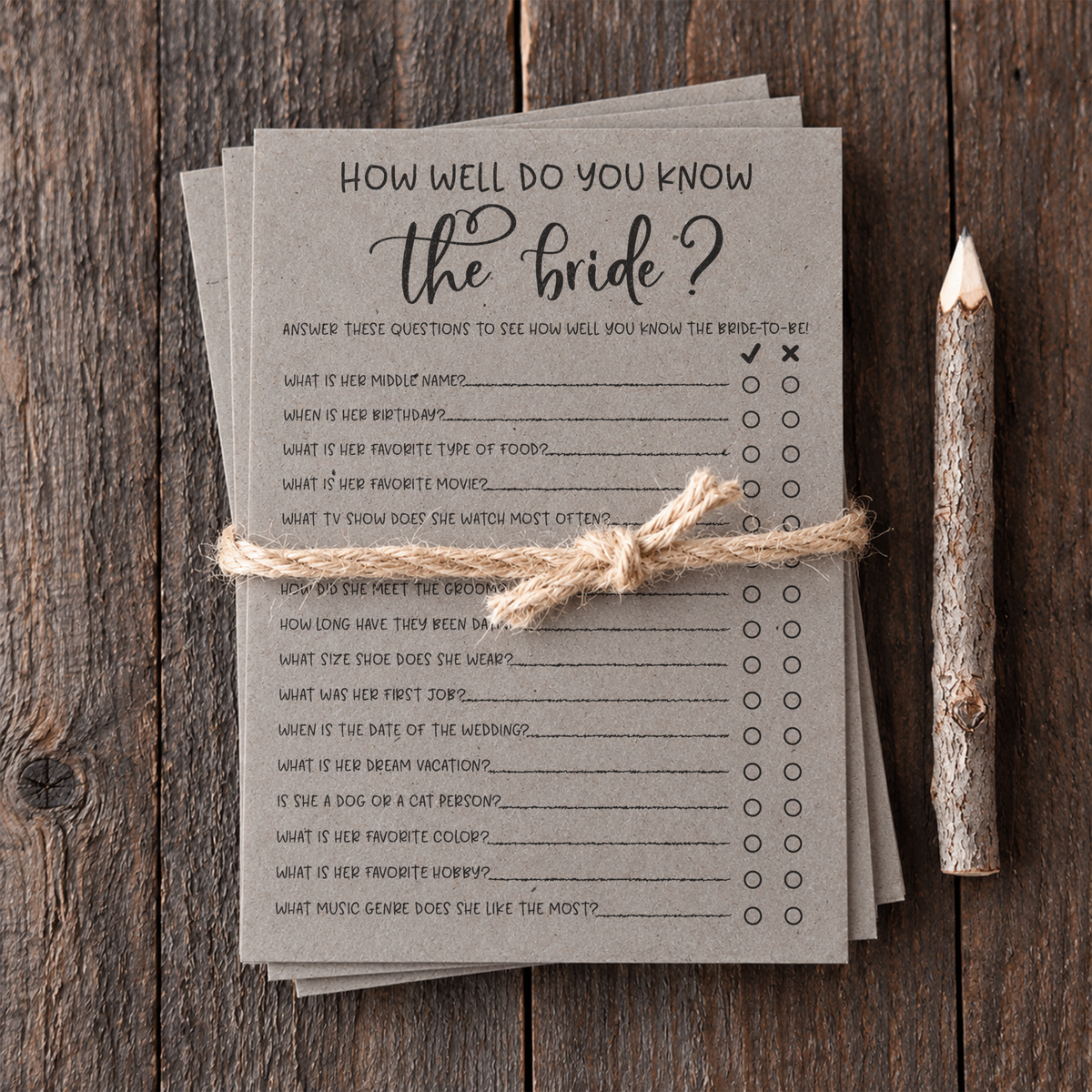 How Well Do You Know the Bride Bridal Shower Game