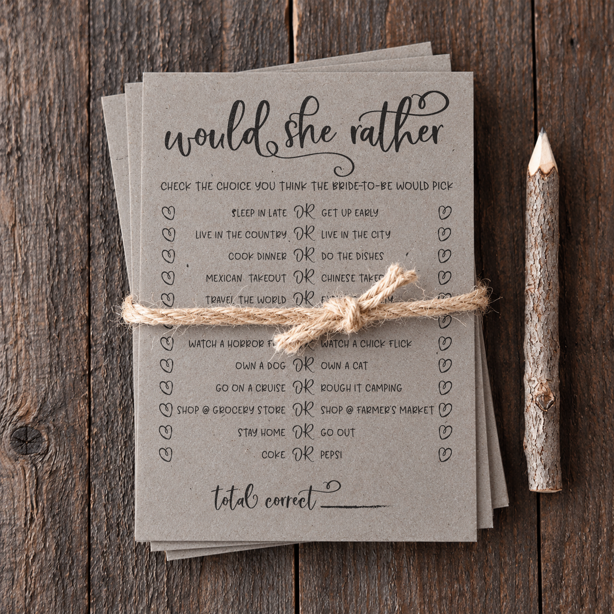 Would She Rather Bridal Shower Game