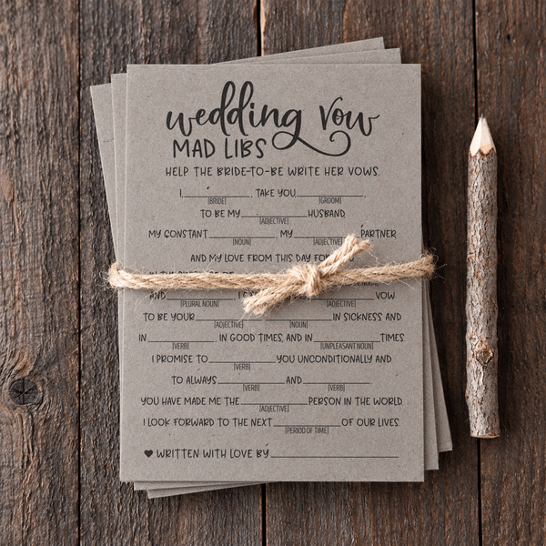 Wedding Vow Mad Libs Bridal Shower Game