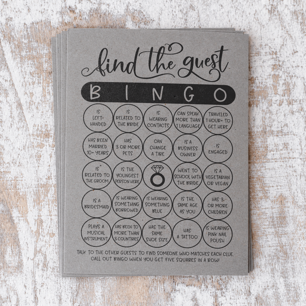 Find The Guest Bingo Bridal Shower Game