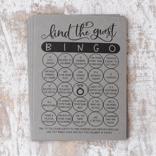 Find The Guest Bingo Bridal Shower Game