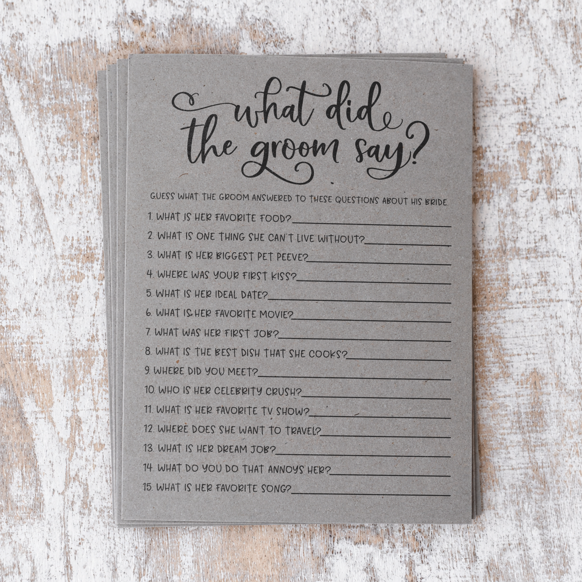 What Did The Groom Say Bridal Shower Game