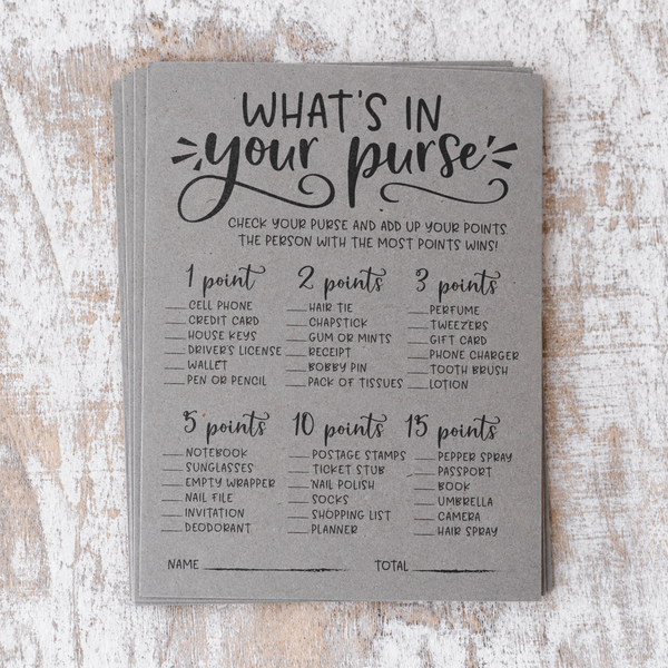 What's In Your Purse Bridal Shower Game