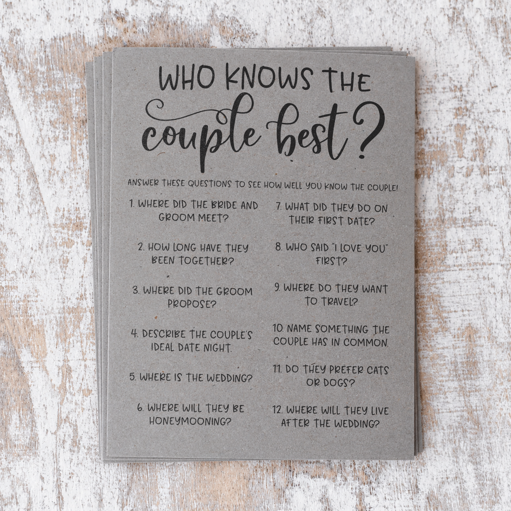 Who Knows The Couple Best Bridal Shower Game