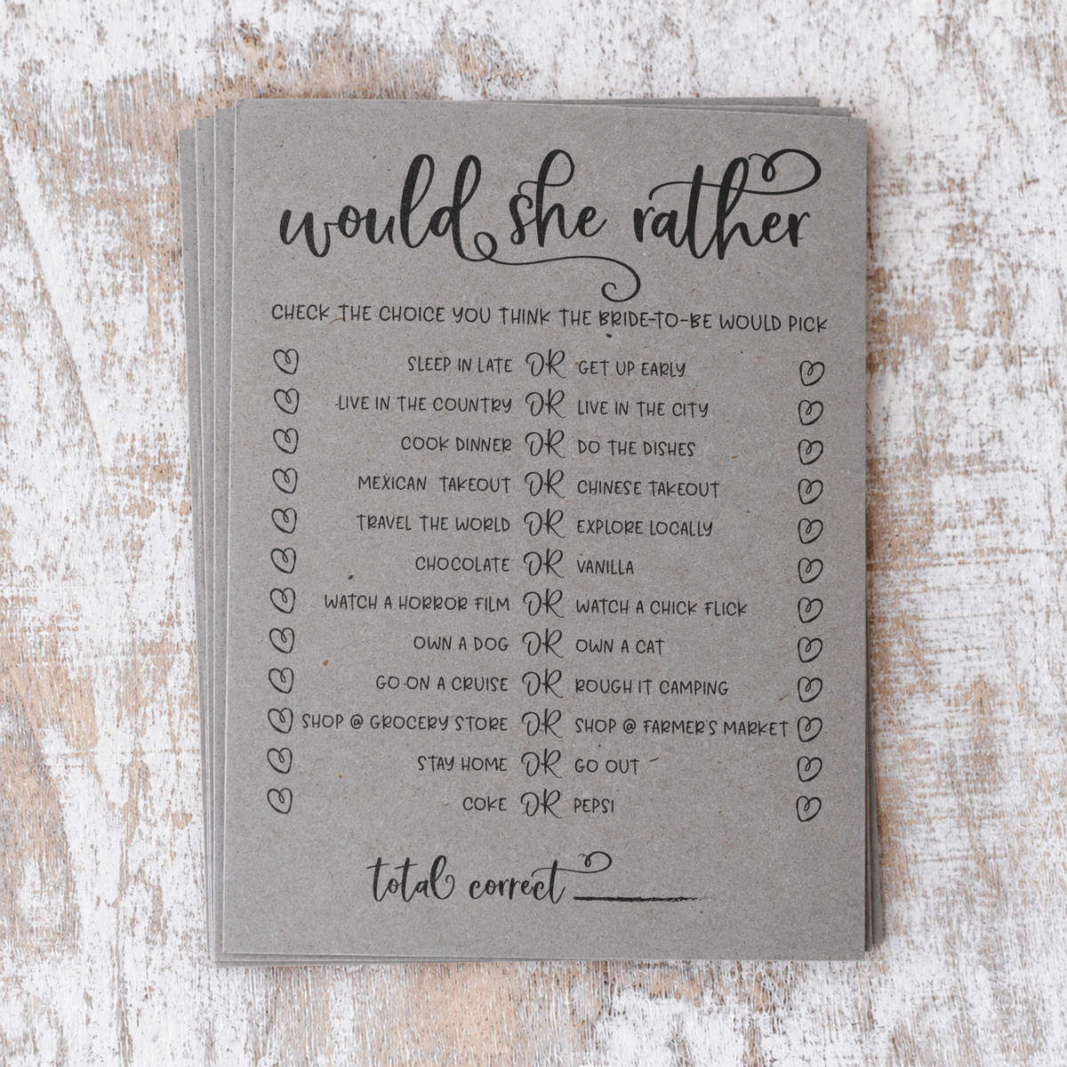 Would She Rather Bridal Shower Game
