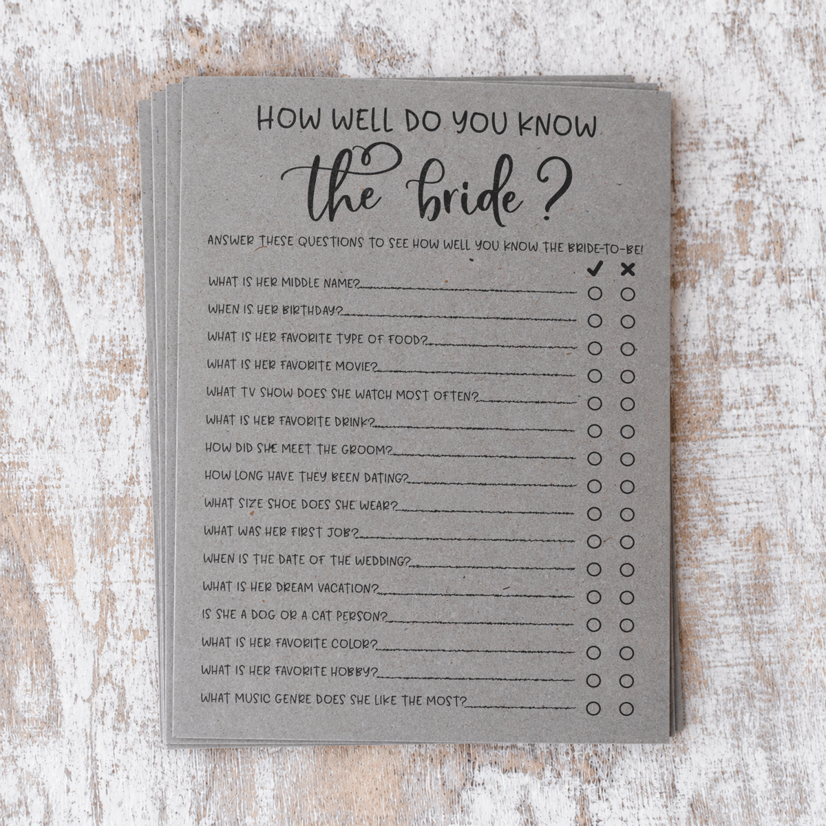 How Well Do You Know the Bride Bridal Shower Game