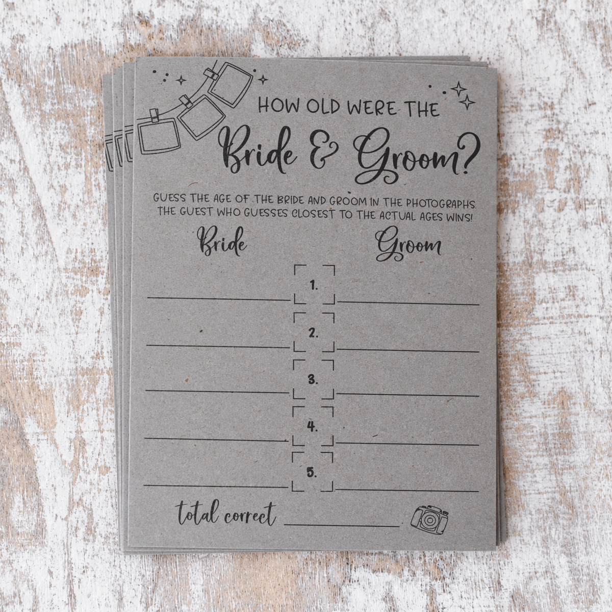 How Old Were The Bride And Groom Bridal Shower Game