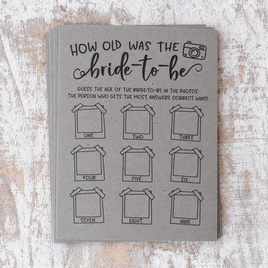 How Old was the Bride-to-be Bridal Shower Game