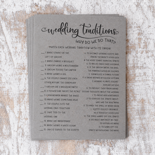 Wedding Traditions Bridal Shower Game