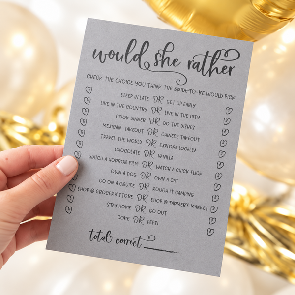 Would She Rather Bridal Shower Game