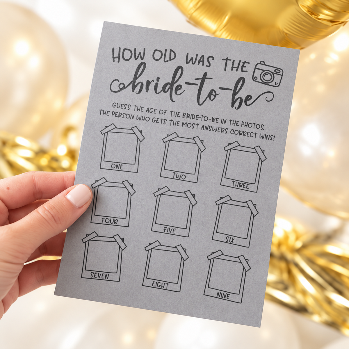 How Old was the Bride-to-be Bridal Shower Game