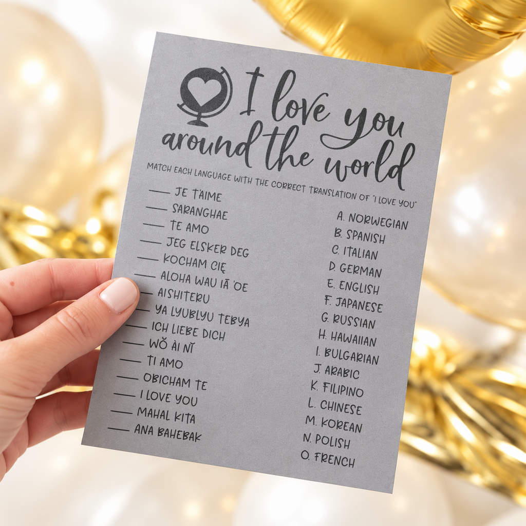 I Love You Around The World Bridal Shower Game
