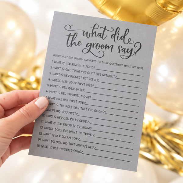 What Did The Groom Say Bridal Shower Game