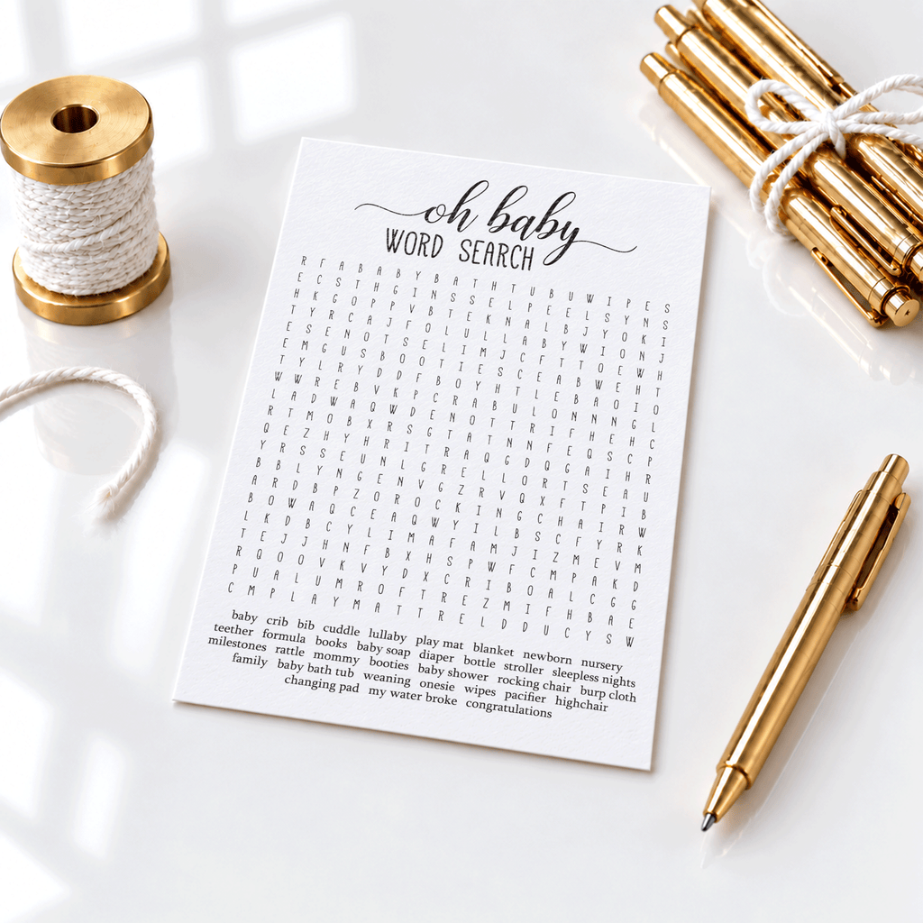 Oh Baby Word Search Baby Shower Activity