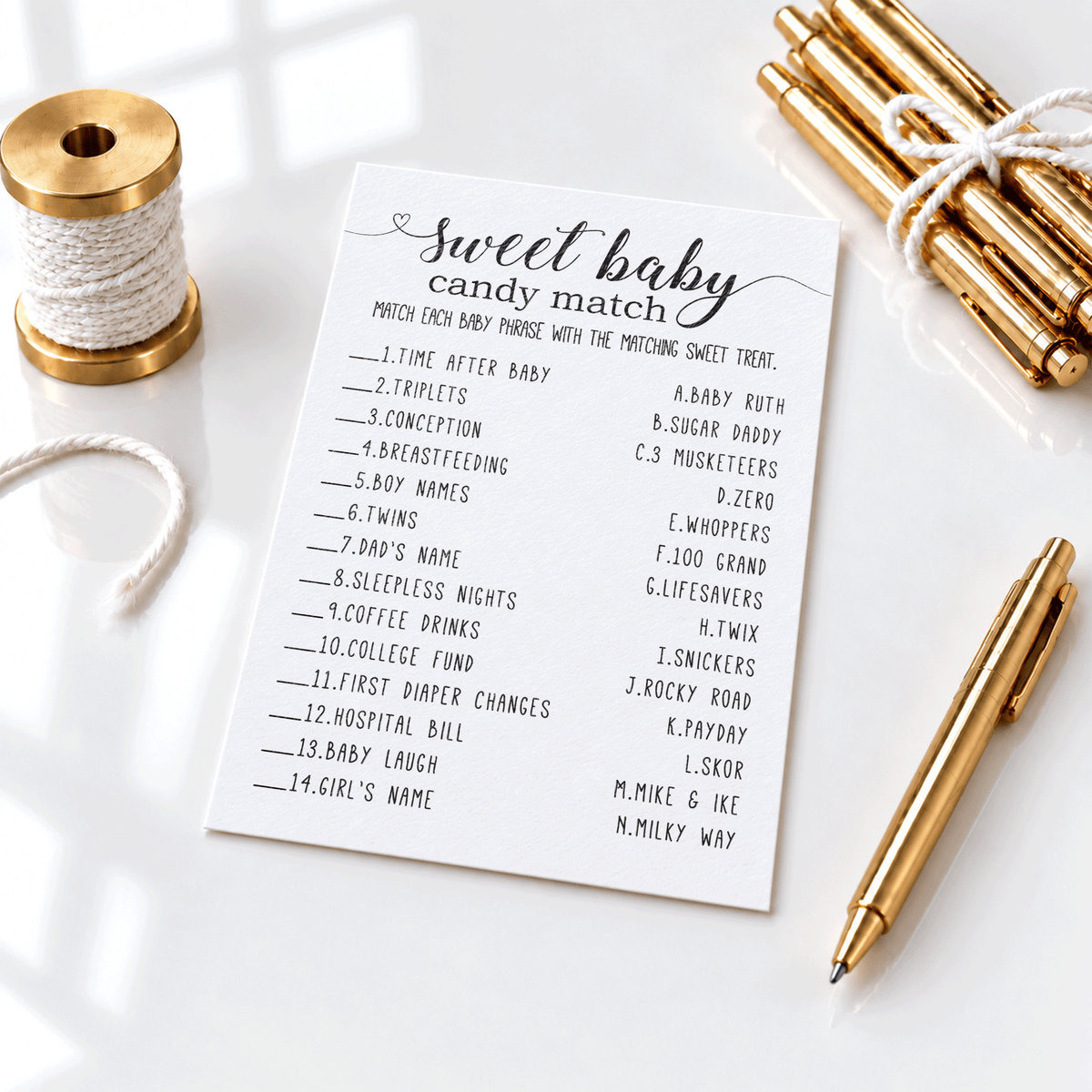 Sweet Baby Candy Match Baby Shower Game