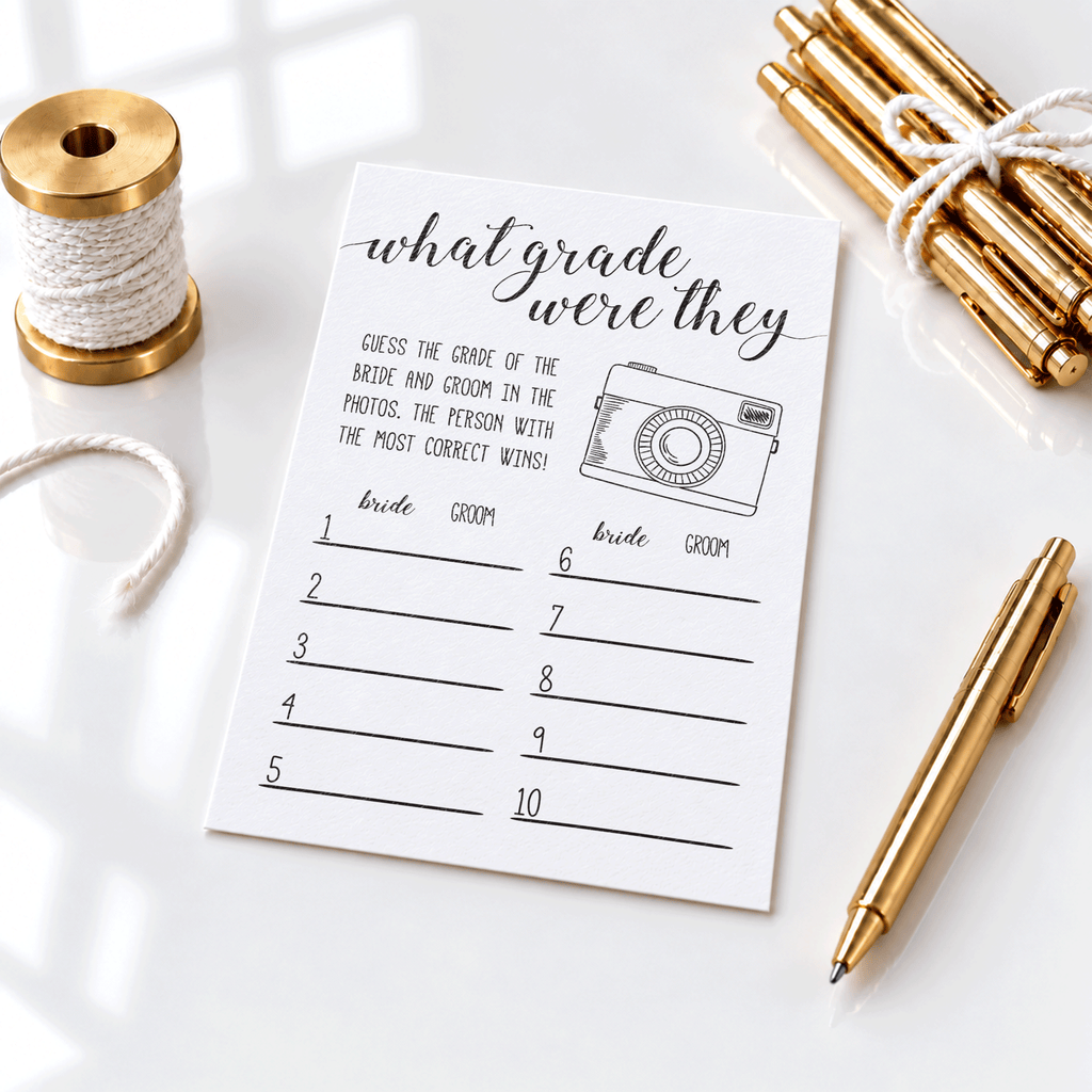 What Grade Were They Bridal Shower Game