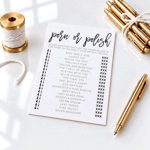 Porn Or Polish Bridal Shower Game