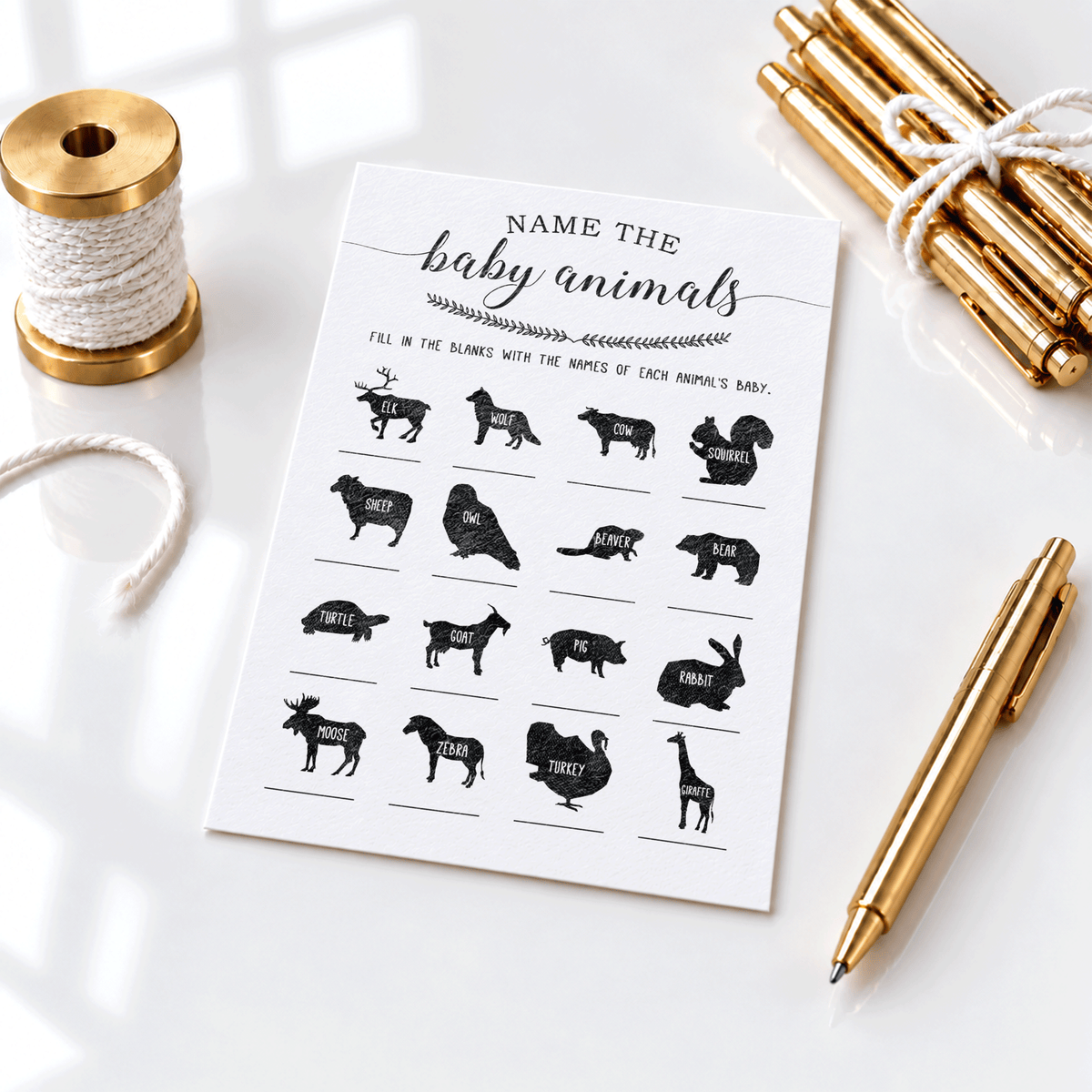 Name the Baby Animals Baby Shower Game