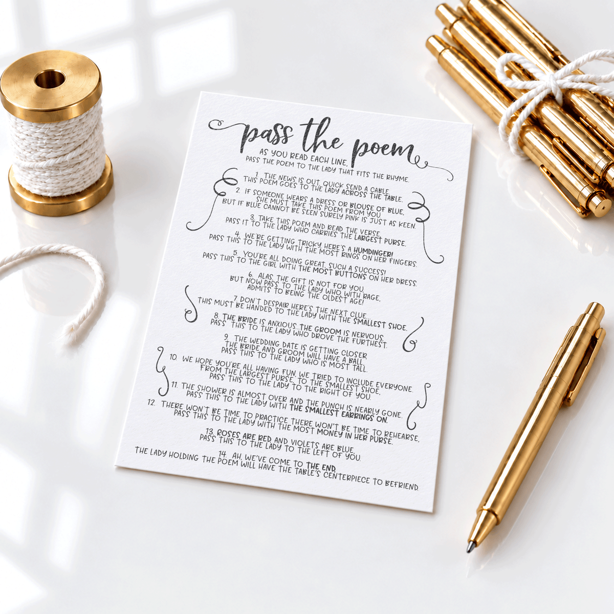 Pass The Poem Bridal Shower Game