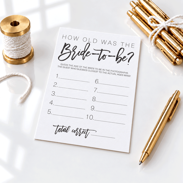 How Old was the Bride-to-be Bridal Shower Game