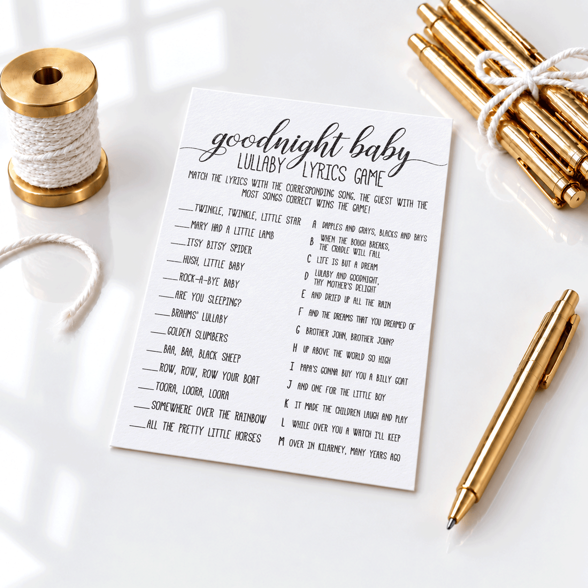 Goodnight Baby - Baby Shower Game