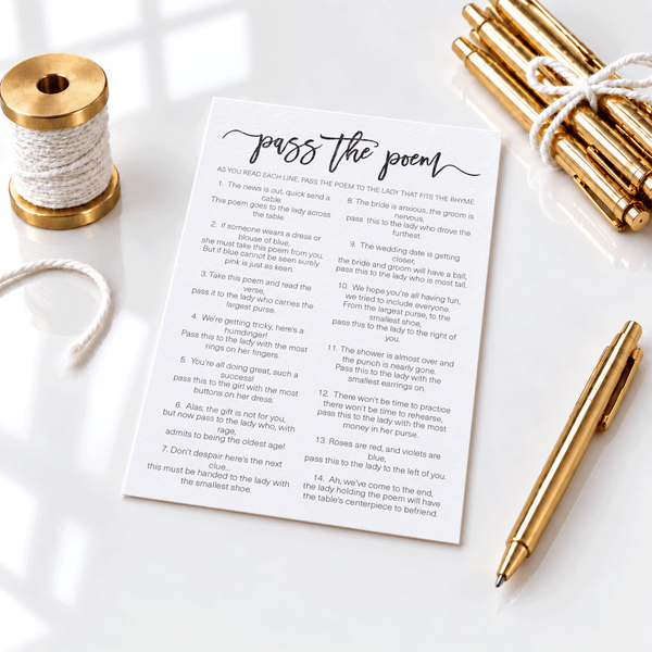 Pass The Poem Bridal Shower Game