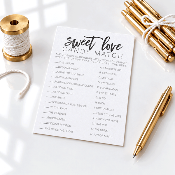 Sweet Love Candy Match Bridal Shower Game
