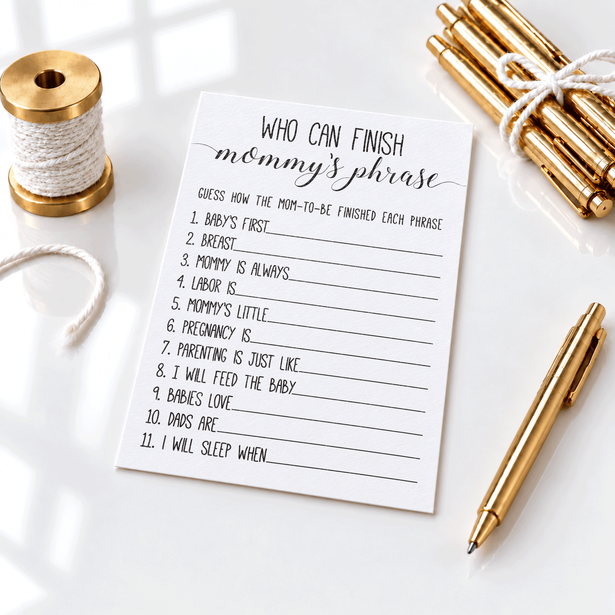 Who Can Finish Mommy's Phrase Baby Shower Game