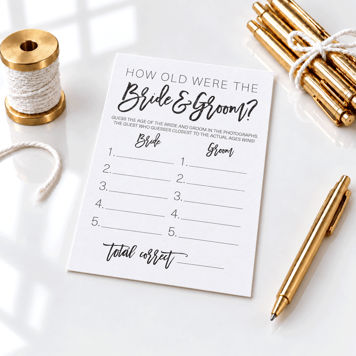 How Old Were The Bride And Groom Bridal Shower Game