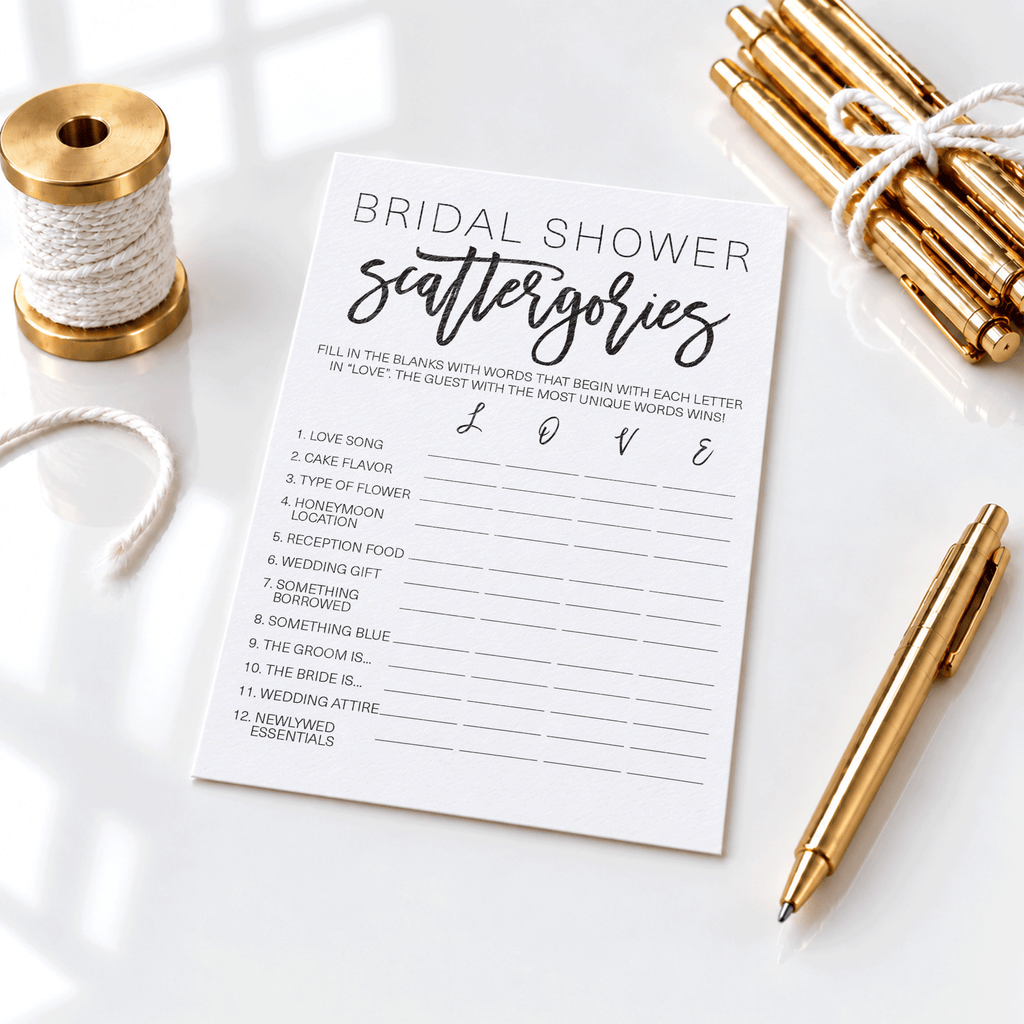 Bridal Shower Scattergories - Bridal Shower Game