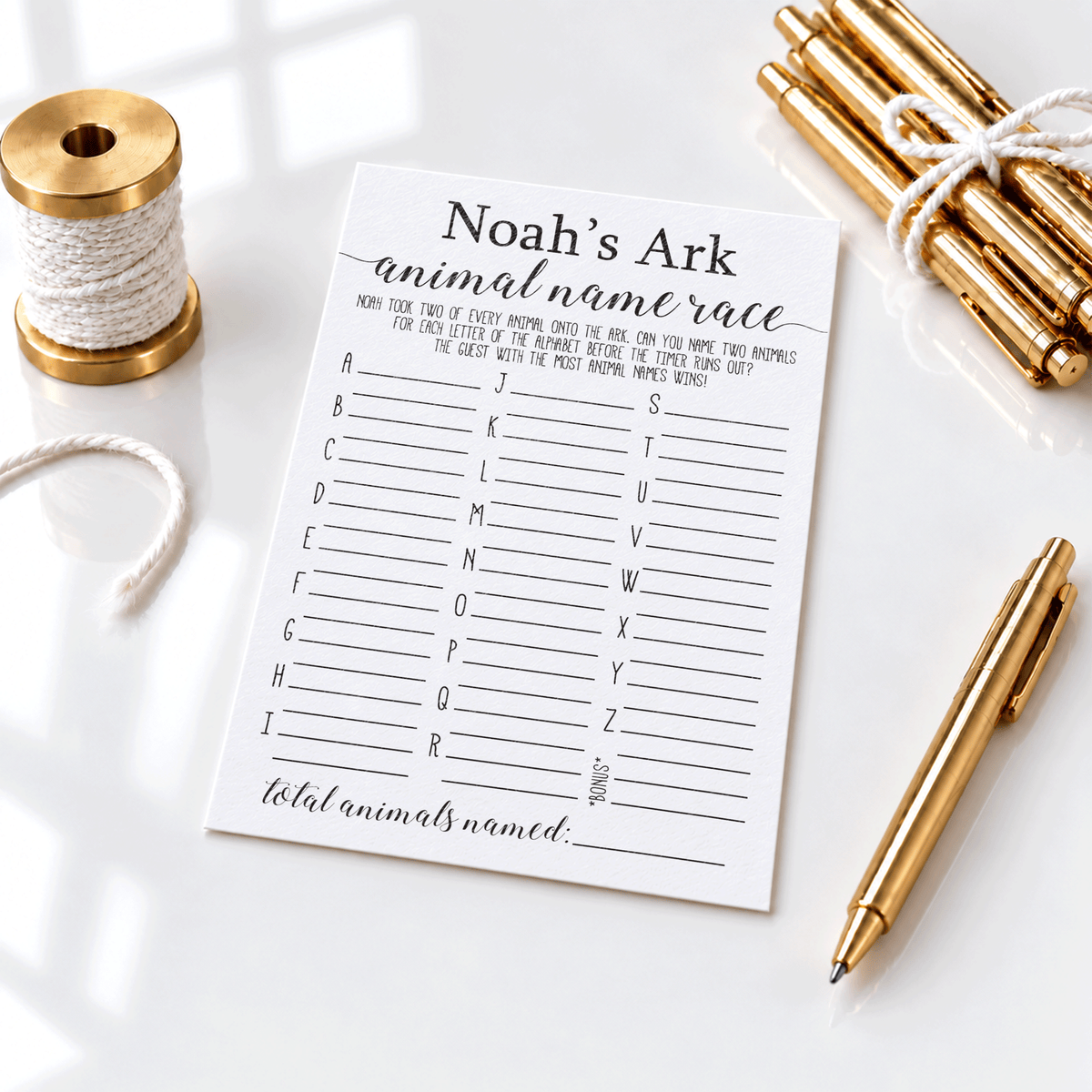 Noah's Ark Animal Name Race Baby Shower Game