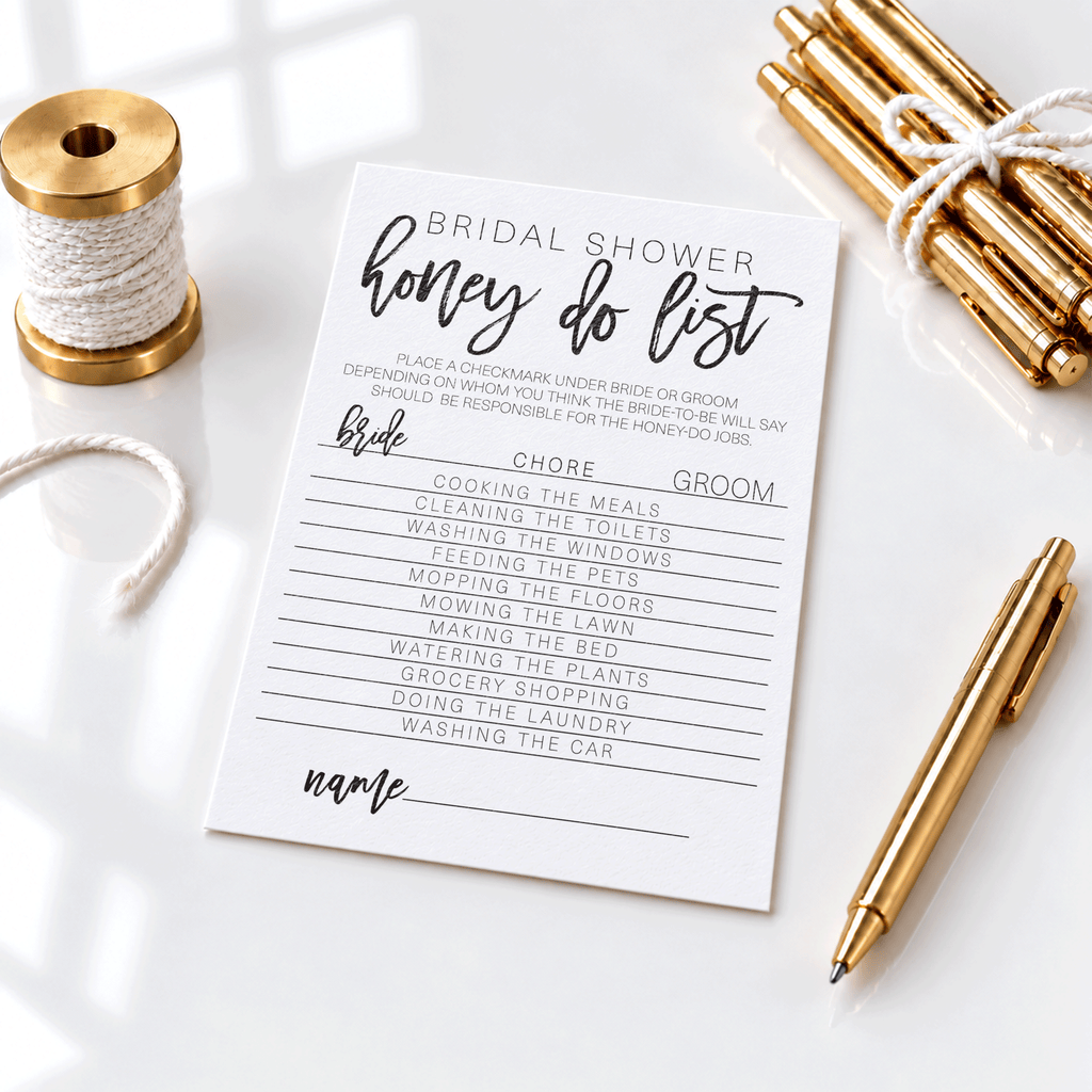 Bridal Shower Honey Do List Game