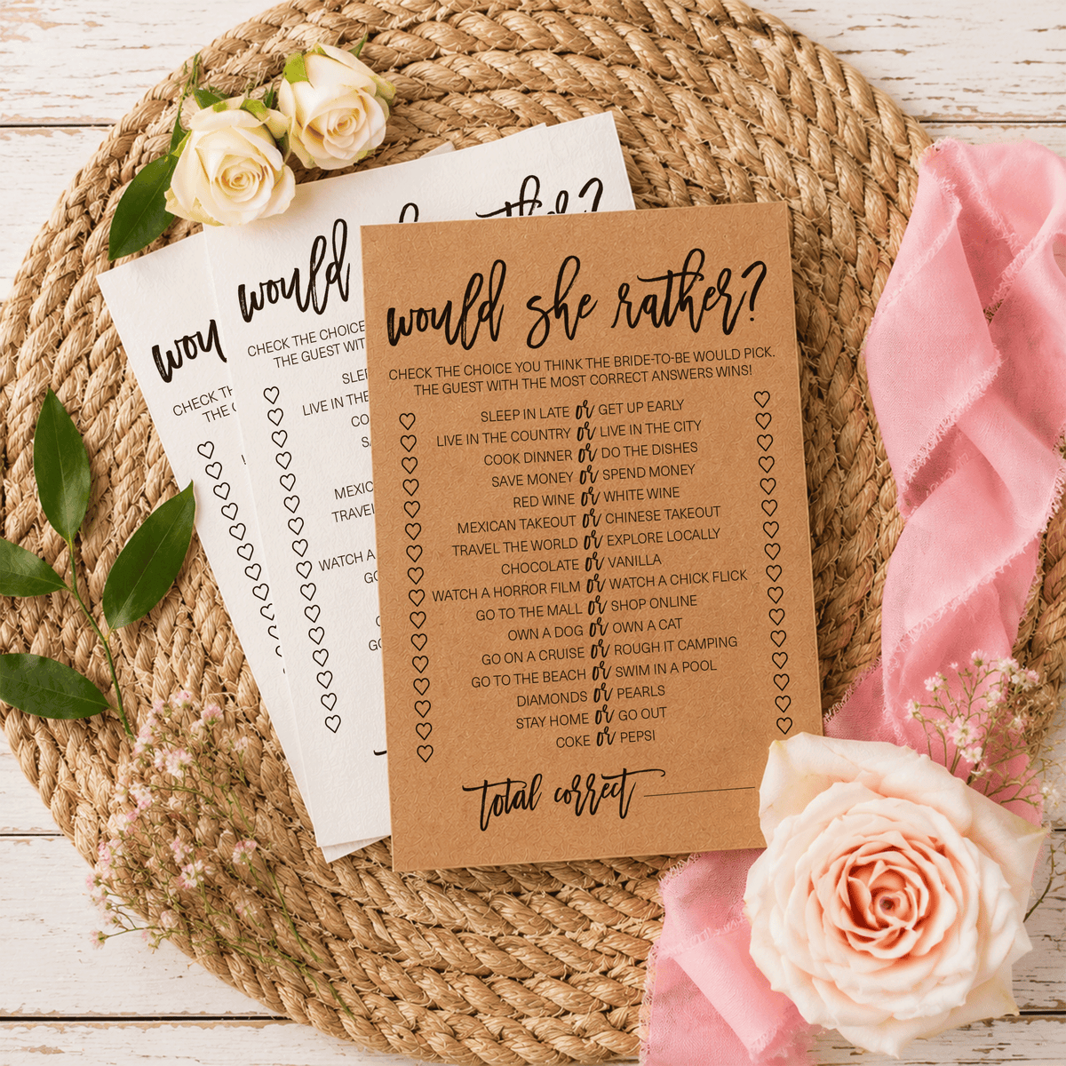 Would She Rather Bridal Shower Game