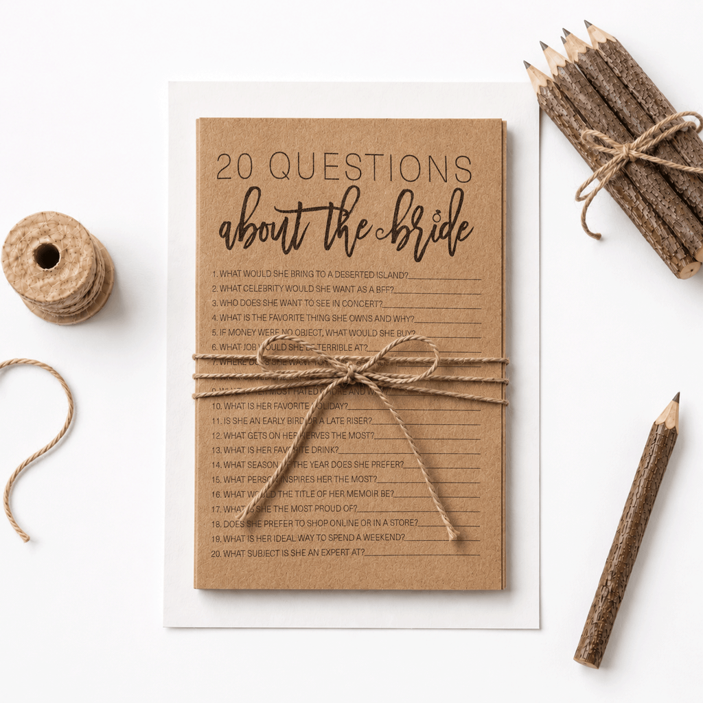 20 Questions about the Bride Bridal Shower Game