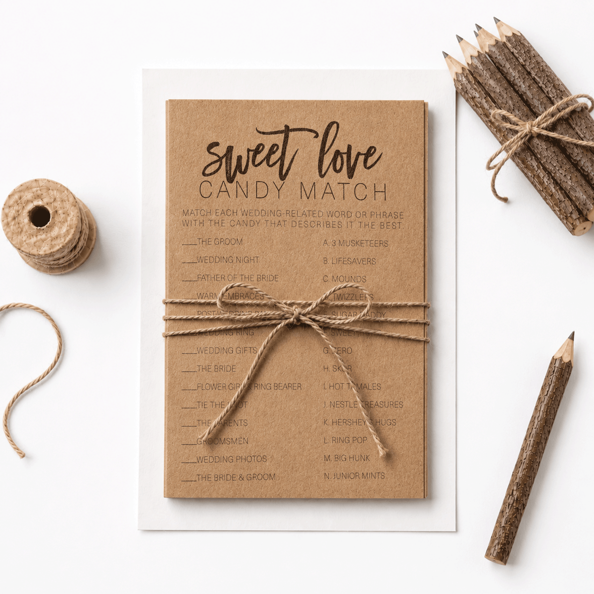 Sweet Love Candy Match Bridal Shower Game