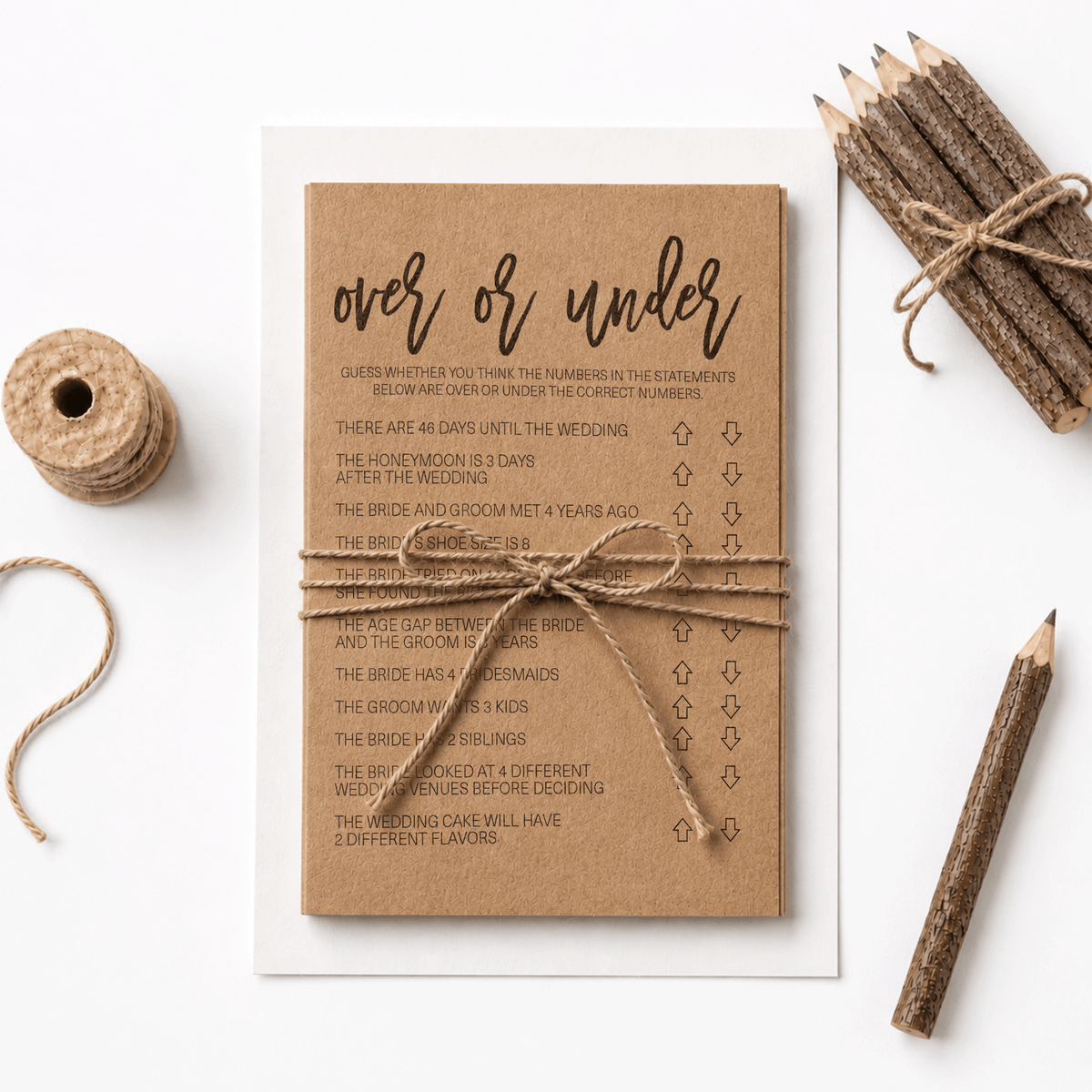 Over or Under Bridal Shower Game