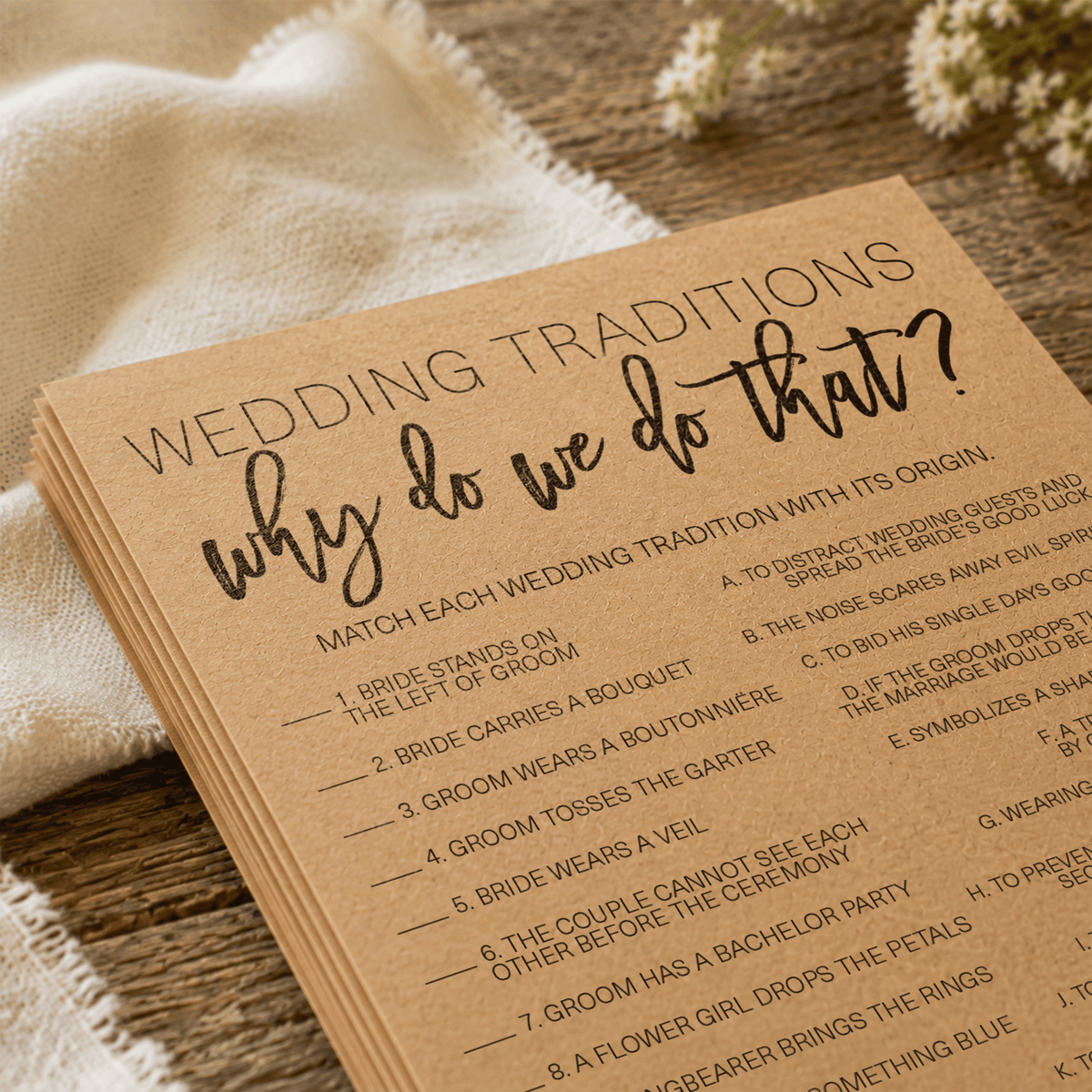 Wedding Traditions Bridal Shower Game