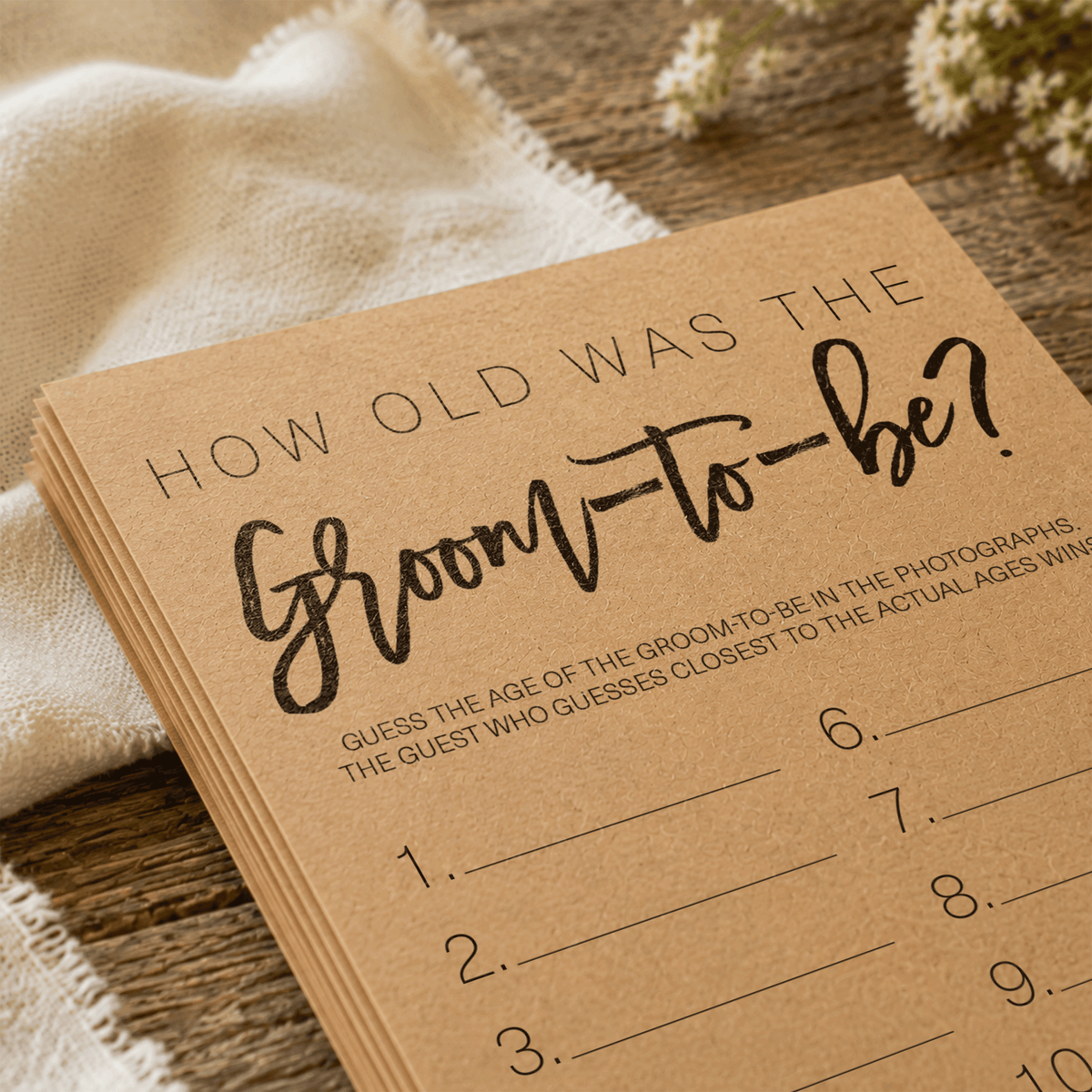 How Old was the Groom-to-be Bridal Shower Game