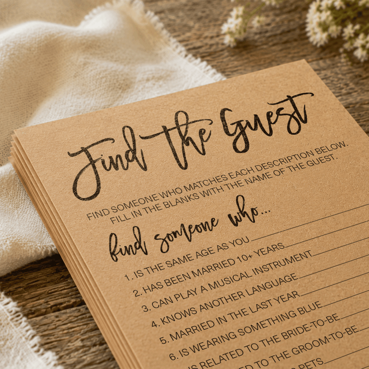 Find The Guest Bridal Shower Game