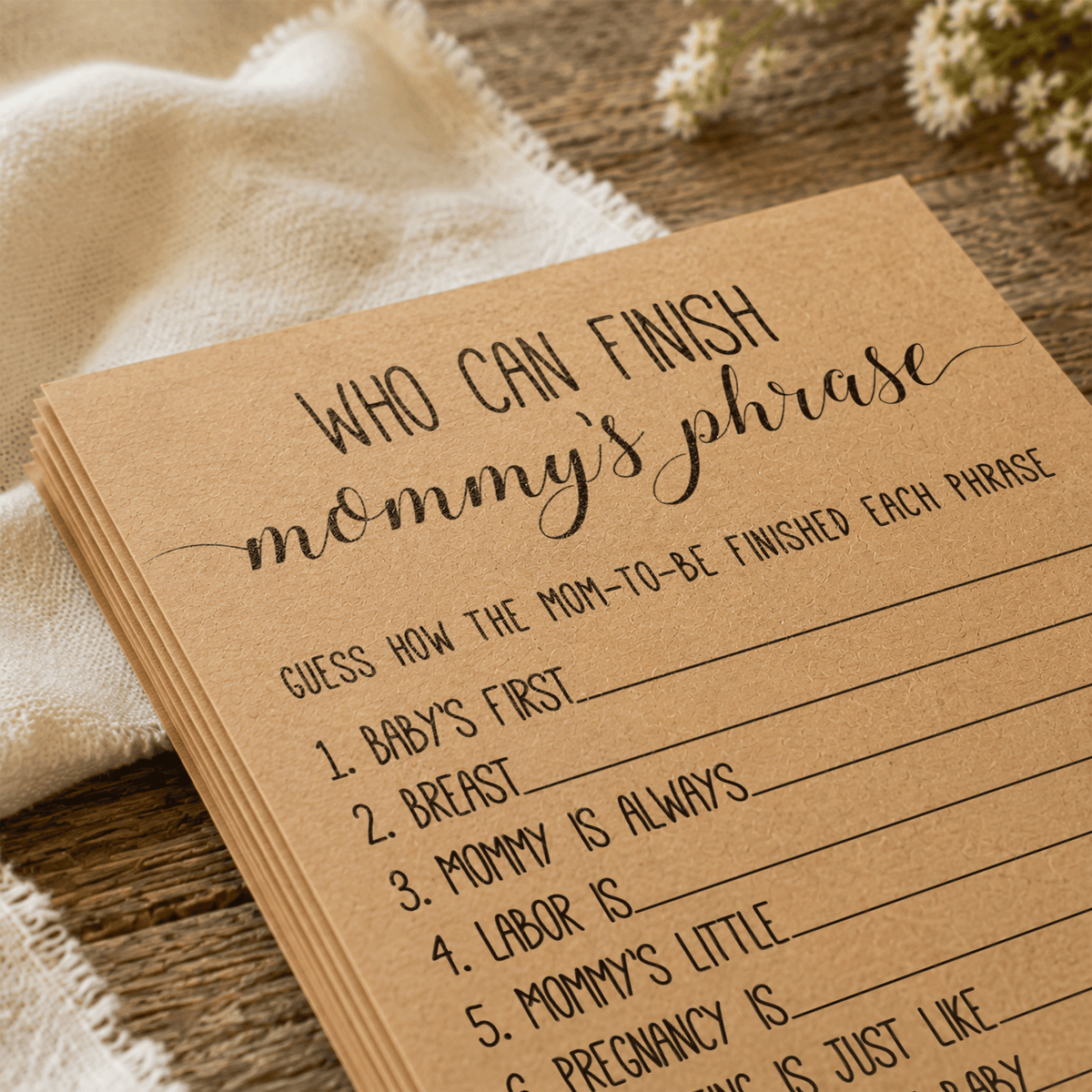 Who Can Finish Mommy's Phrase Baby Shower Game