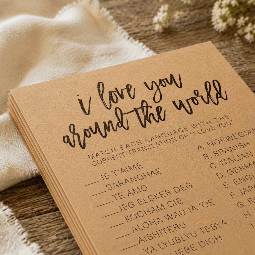 I Love You Around The World Bridal Shower Game