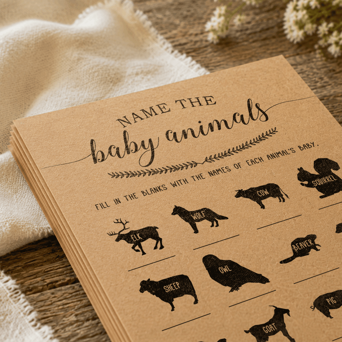 Name the Baby Animals Baby Shower Game
