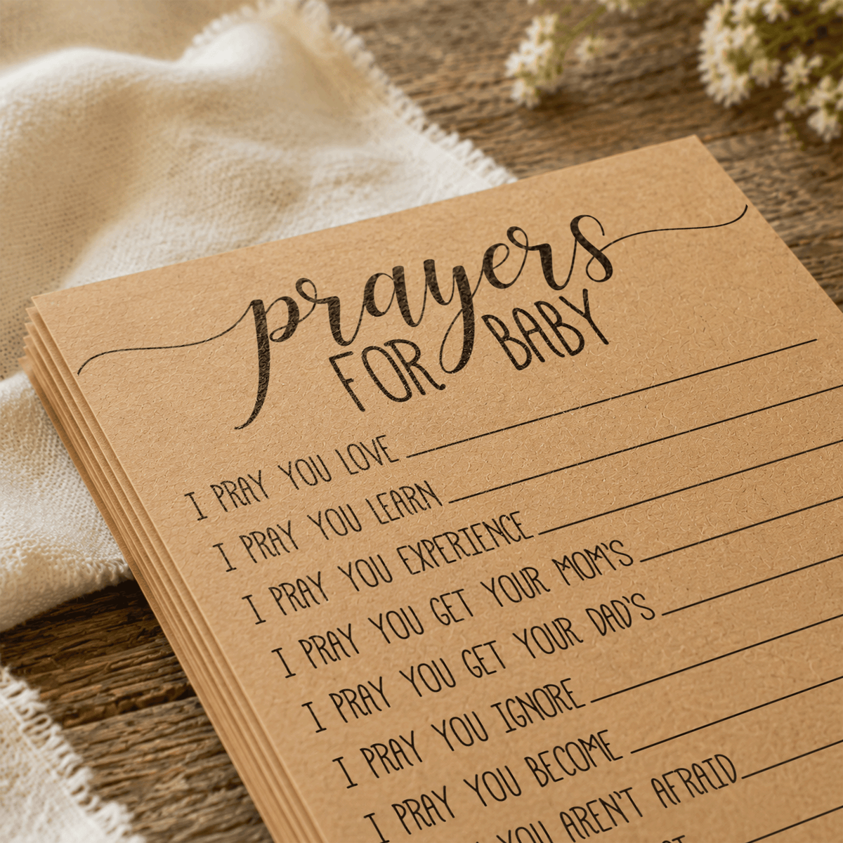 Prayers for Baby Cards - Baby Shower Activity