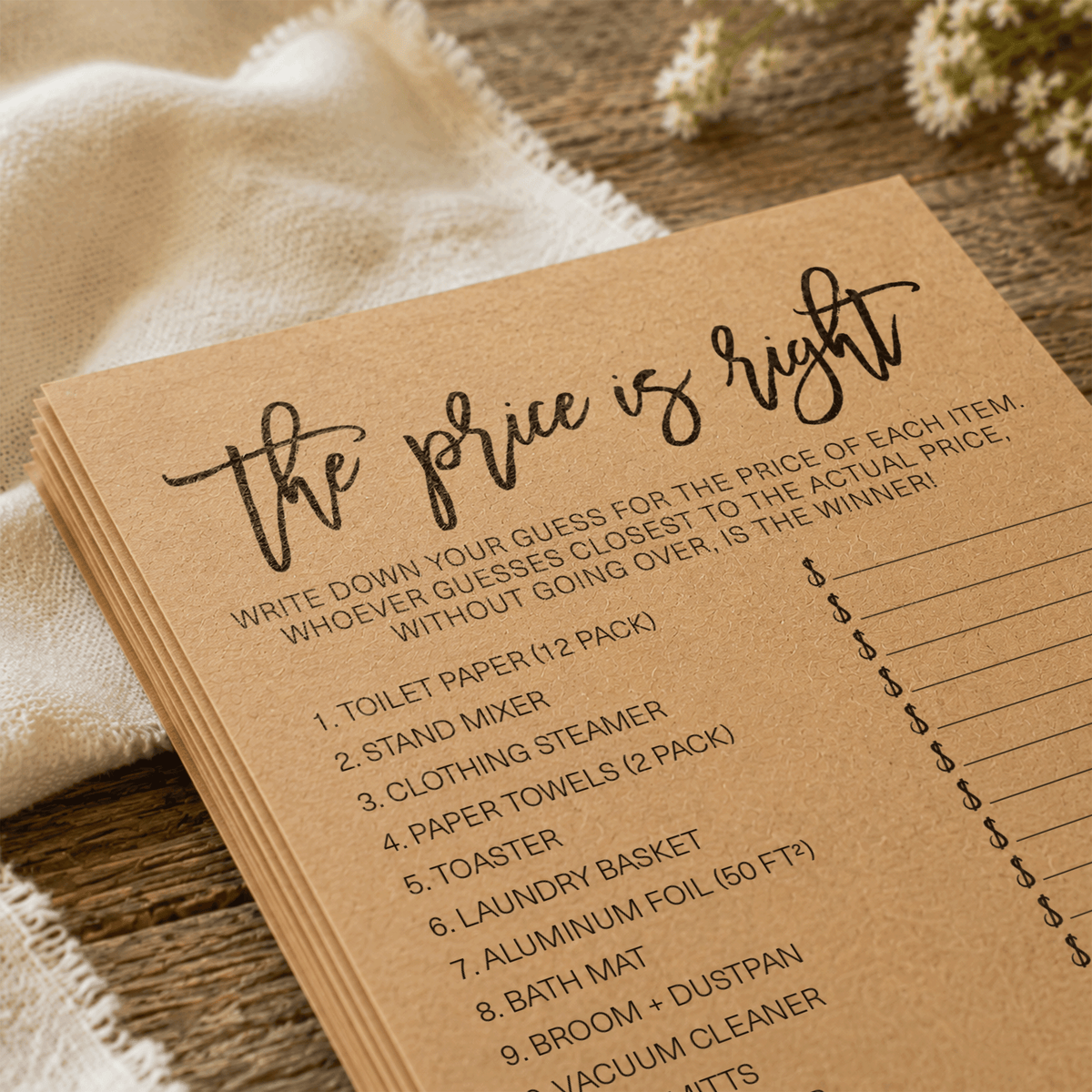The Price Is Right Bridal Shower Game