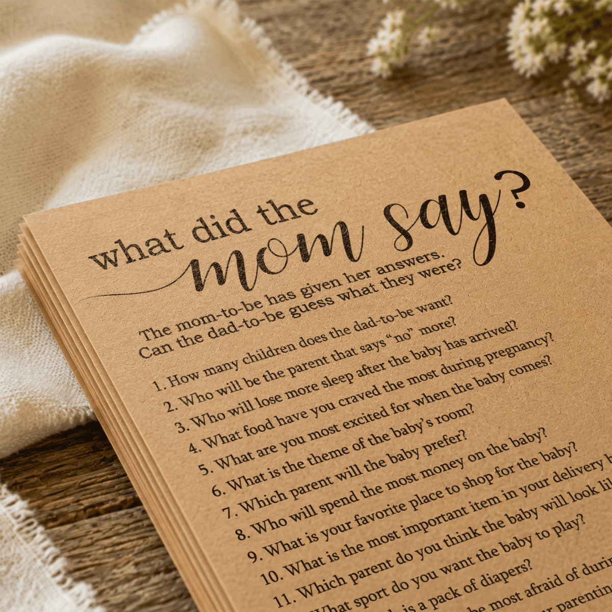 What Did The Mom Say Baby Shower Game