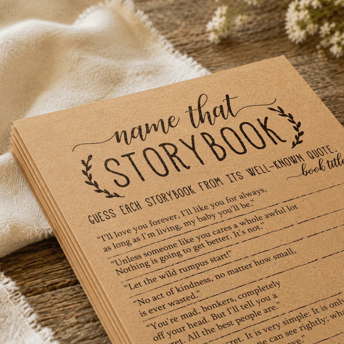 Name that Storybook Baby Shower Game