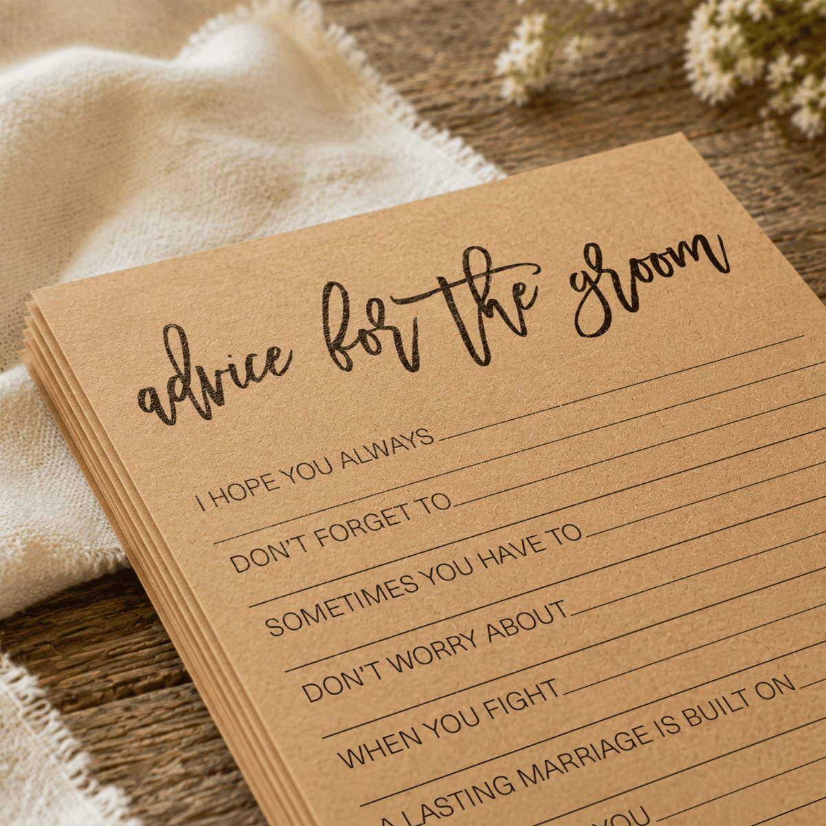 Advice for the Groom Bridal Shower Activity